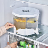 Water Bottle + 4 Cups+Tray Large Capacity Rotating Beverage Dispenser with Faucet, Multi-Compartment Refrigerator Water Jug for Juice, Tea, and Drinks - Side View