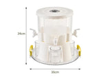 Water Bottle + 4 Cups+Tray Large Capacity Rotating Beverage Dispenser with Faucet, Multi-Compartment Refrigerator Water Jug for Juice, Tea, and Drinks - Top-Down View