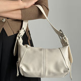 White Trendy Punk Shoulder Bag, Small Retro Handbag with Sweet Cool Aesthetic, Versatile Underarm Bag - Side View