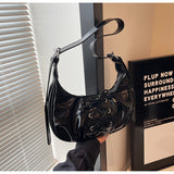 Black Elegant Bowknot Design Shoulder Bag - Chic Underarm Dumpling Bag for Trendy Looks - Front View