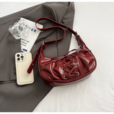 Black Elegant Bowknot Design Shoulder Bag - Chic Underarm Dumpling Bag for Trendy Looks - 45-Degree Angle