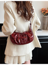 White Elegant Bowknot Design Shoulder Bag - Chic Underarm Dumpling Bag for Trendy Looks - Side View