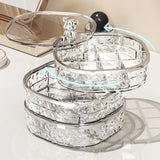 Transparent Three-Layer Rotatable Jewelry Organizer Box – Stylish and Anti-Oxidation Storage for Earrings, Necklaces, and Rings - Front View
