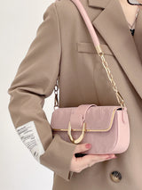 Pink Elegant Quilted Chain Shoulder Bag for Office Professionals | Simple and Fashionable Small Square Bag for Women - Side View