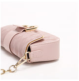Pink Elegant Quilted Chain Shoulder Bag for Office Professionals | Simple and Fashionable Small Square Bag for Women - Top-Down View