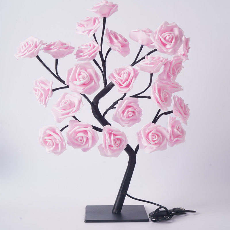 LED Rose Flower Tree Light with Detachable Base and USB Switch ??Decorative Night Light for Home D?cor