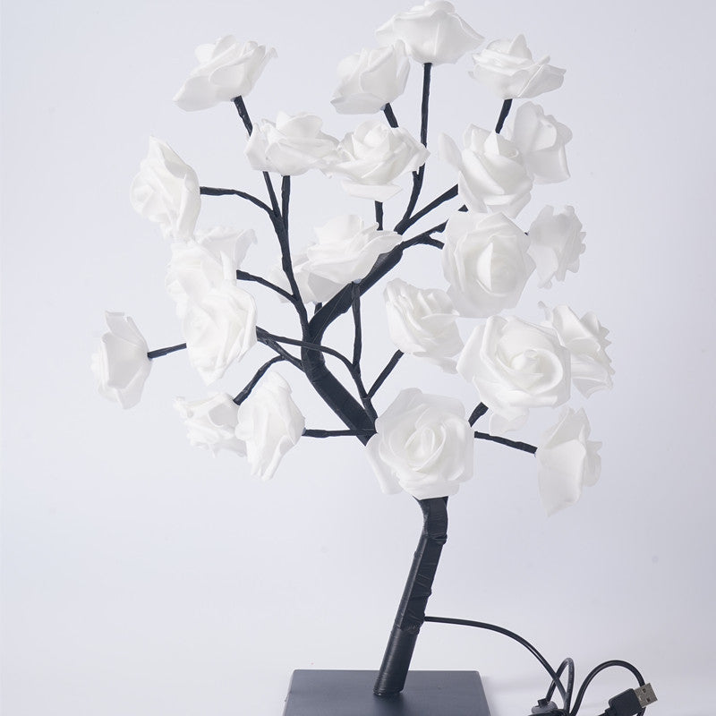 LED Rose Flower Tree Light with Detachable Base and USB Switch ??Decorative Night Light for Home D?cor