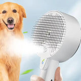 Pink Pet Grooming Spray and Massage Brush | One-Click Hair Removal Comb for Cats & Dogs | UV Sterilization for Mites Control - Side View