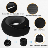 Black Velcro Tape Memory Foam U-Shaped Neck Pillow ??Snail Travel Cushion for Airplane, Office Nap, and Travel ??Adjustable with Magnetic Therapy