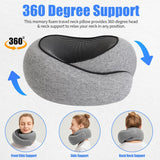 Black Velcro Tape Memory Foam U-Shaped Neck Pillow – Snail Travel Cushion for Airplane, Office Nap, and Travel – Adjustable with Magnetic Therapy Cloth - Front View