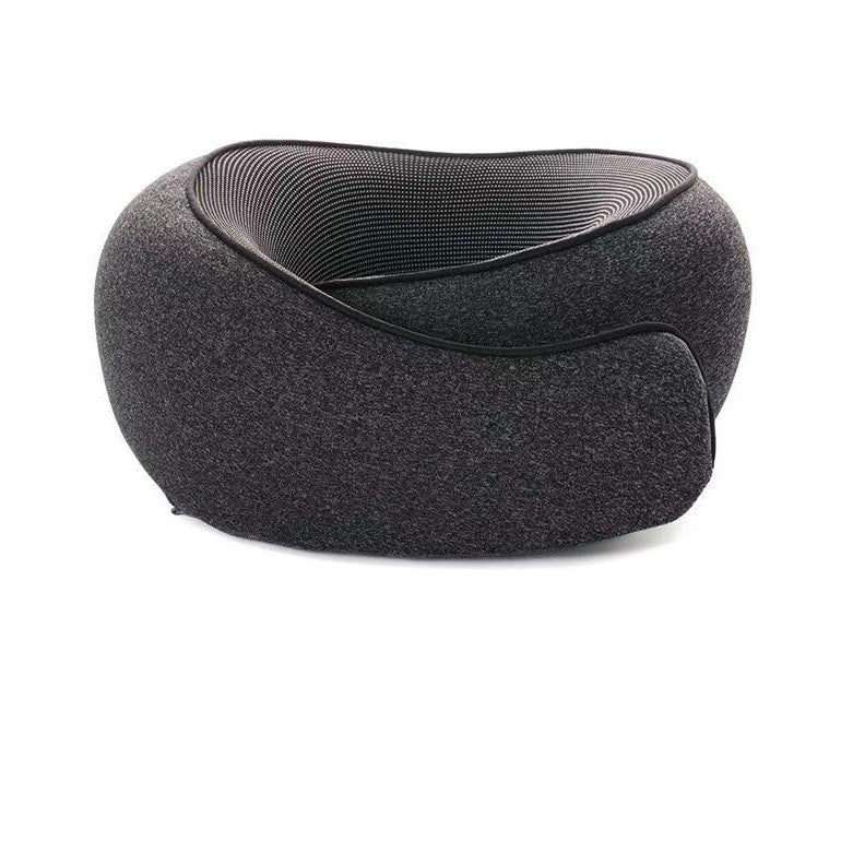 Dark Gray Velcro Tape Memory Foam U-Shaped Neck Pillow - Snail Travel Cushion for Airplane, Office Nap, and Travel - Adjustable with Magnetic Therapy
