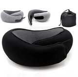 Dark Gray Velcro Tape Memory Foam U-Shaped Neck Pillow - Snail Travel Cushion for Airplane, Office Nap, and Travel - Adjustable with Magnetic Therapy