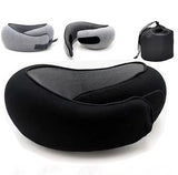Dark Gray Velcro Tape Memory Foam U-Shaped Neck Pillow - Snail Travel Cushion for Airplane, Office Nap, and Travel - Adjustable with Magnetic Therapy Cloth - Side View