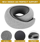 Light Gray Velcro Tape Memory Foam U-Shaped Neck Pillow - Snail Travel Cushion for Airplane, Office Nap, and Travel - Adjustable with Magnetic Therapy