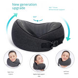 Light Gray Buckle Tape Memory Foam U-Shaped Neck Pillow - Snail Travel Cushion for Airplane, Office Nap, and Travel - Adjustable with Magnetic Therapy Cloth - Front View