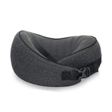 Dark Gray Buckle Tape Memory Foam U-Shaped Neck Pillow - Snail Travel Cushion for Airplane, Office Nap, and Travel - Adjustable with Magnetic Therapy