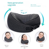 Dark Gray Buckle Tape Memory Foam U-Shaped Neck Pillow - Snail Travel Cushion for Airplane, Office Nap, and Travel - Adjustable with Magnetic Therapy