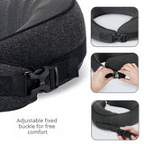 Black Buckle Tape Memory Foam U-Shaped Neck Pillow - Snail Travel Cushion for Airplane, Office Nap, and Travel - Adjustable with Magnetic Therapy Cloth - 45-Degree Angle