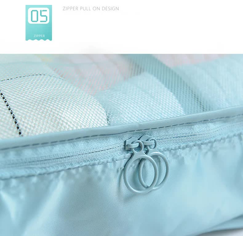 Light Blue 8-Piece Travel Organizer Set ??Packing Bags for Clothes, Shoes, Underwear, and Toiletries with Drawstring and Zip Pouches