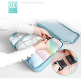 Cactus Pattern 8-Piece Travel Organizer Set - Packing Bags for Clothes, Shoes, Underwear, and Toiletries with Drawstring and Zip Pouches - Top-Down View