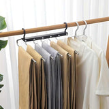 2 PCS Black Stainless Steel Foldable Pants Hanger ??Multi-Layer Non-Slip Closet Organizer for Clothes and Trousers