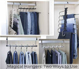 2 PCS Black Stainless Steel Foldable Pants Hanger ??Multi-Layer Non-Slip Closet Organizer for Clothes and Trousers