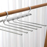 2 PCS Black Stainless Steel Foldable Pants Hanger ??Multi-Layer Non-Slip Closet Organizer for Clothes and Trousers