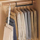 2 PCS White Stainless Steel Foldable Pants Hanger - Multi-Layer Non-Slip Closet Organizer for Clothes and Trousers - 45-Degree Angle