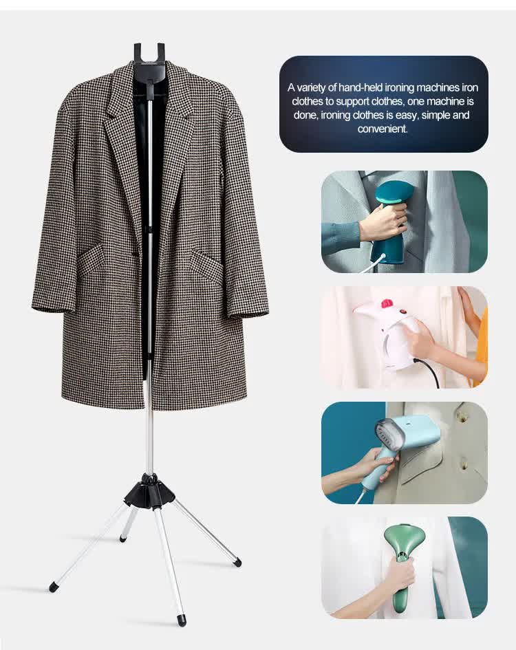 Black Adjustable Foldable Garment Steamer Stand ??Independent Support for Home Use