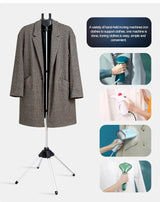 Grey Adjustable Foldable Garment Steamer Stand - Independent Support for Home Use - Side View