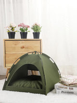 S Pewter Gray Foldable Breathable Summer Pet Tent with Cooling Mat - Portable Outdoor and Indoor Pet Shelter - 45-Degree Angle