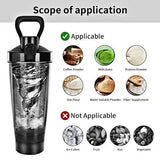 Black Portable Electric Shaker Bottle with LED Light, 550ml Sports Protein Mixer Cup for Gym and Travel - Side View