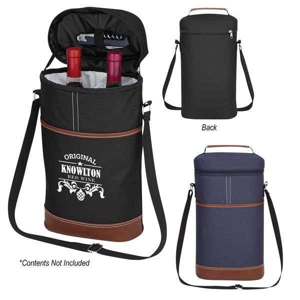 Black Portable Insulated Wine Cooler Bag ??Oxford Fabric Round Tote with Thick Aluminum Lining for Wine, Champagne, and Beverages