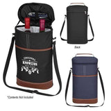 Black Portable Insulated Wine Cooler Bag – Oxford Fabric Round Tote with Thick Aluminum Lining for Wine, Champagne, and Beverages - Front View