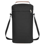 Black Portable Insulated Wine Cooler Bag ??Oxford Fabric Round Tote with Thick Aluminum Lining for Wine, Champagne, and Beverages