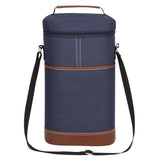 Black Portable Insulated Wine Cooler Bag ??Oxford Fabric Round Tote with Thick Aluminum Lining for Wine, Champagne, and Beverages