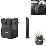 Car Trash Can, Waterproof Insulated Cooler Bag, Foldable Auto Organizer, Multi-Purpose - Front View
