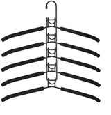 2 PCS Black Adult Multi-Layer Foam Hanger, Detachable Non-Slip Clothes Rack, Space-Saving Wardrobe Organizer - Side View