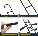 2 PCS Black Adult Multi-Layer Foam Hanger, Detachable Non-Slip Clothes Rack, Space-Saving Wardrobe Organizer - Top-Down View