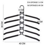 2 PCS Black Adult Multi-Layer Foam Hanger, Detachable Non-Slip Clothes Rack, Space-Saving Wardrobe Organizer