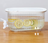 Transparent  4 Liter Refrigerator Cold Drink Dispenser, Juice & Fruit Infuser Water Pitcher, Spigot Beverage Container - Front View