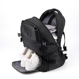 Black Large Capacity Sports Backpack, Waterproof Basketball & Soccer Bag, Separate Shoe Compartment, Student Backpack - Side View