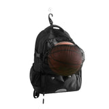 Pink And Black Large Capacity Sports Backpack, Waterproof Basketball & Soccer Bag, Separate Shoe Compartment, Student Backpack - Top-Down View