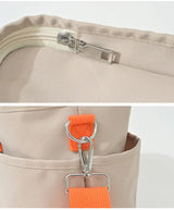 Khaki Multi-Function Diaper Bag with Insulated Lining, Large Capacity Mommy Bag, Shoulder & Crossbody Baby Bag - Top-Down View