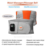 Grey And Orange Wireless Heated Waist Massager with Lumbar Support – Smart Back Pain Relief Device - Top-Down View