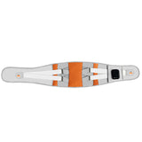 Grey And Orange Wireless Heated Waist Massager with Lumbar Support – Smart Back Pain Relief Device - Rear View