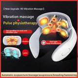 White Portable Electric Neck Massager – Intelligent Pulse Therapy with Heat and 4 Massage Heads - Side View