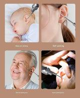 White Rechargeable Visual Electric Ear Cleaner with LED Light – Safe and Effective Ear Wax Removal Tool for Adults and Children - Front View