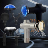 Sliver Mini 4-Head Deep Tissue Massage Gun - Portable Wireless Fascia Gun for Muscle Relaxation with Cold & Heat Therapy, LCD Display - Top-Down View