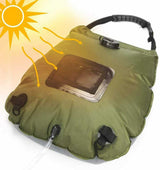 Green Portable Solar Camping Shower Bag, Foldable 20L Outdoor Water Storage Bag with Temperature Display for Easy Use - Rear View